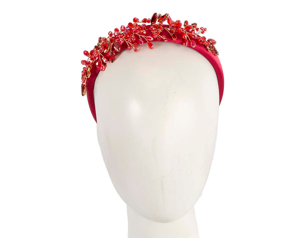 Red crystals fascinator headband by Cupids Millinery - Hats From OZ