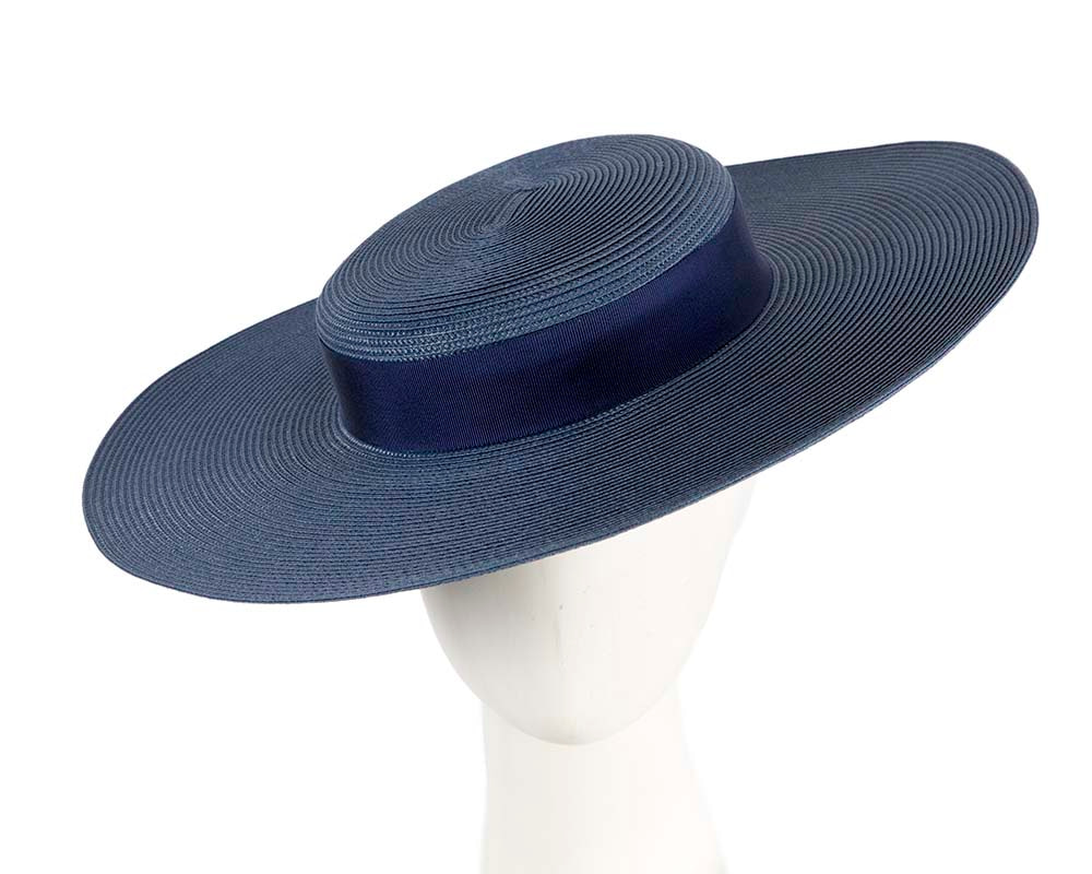 Wide brim navy boater hat - Hats From OZ