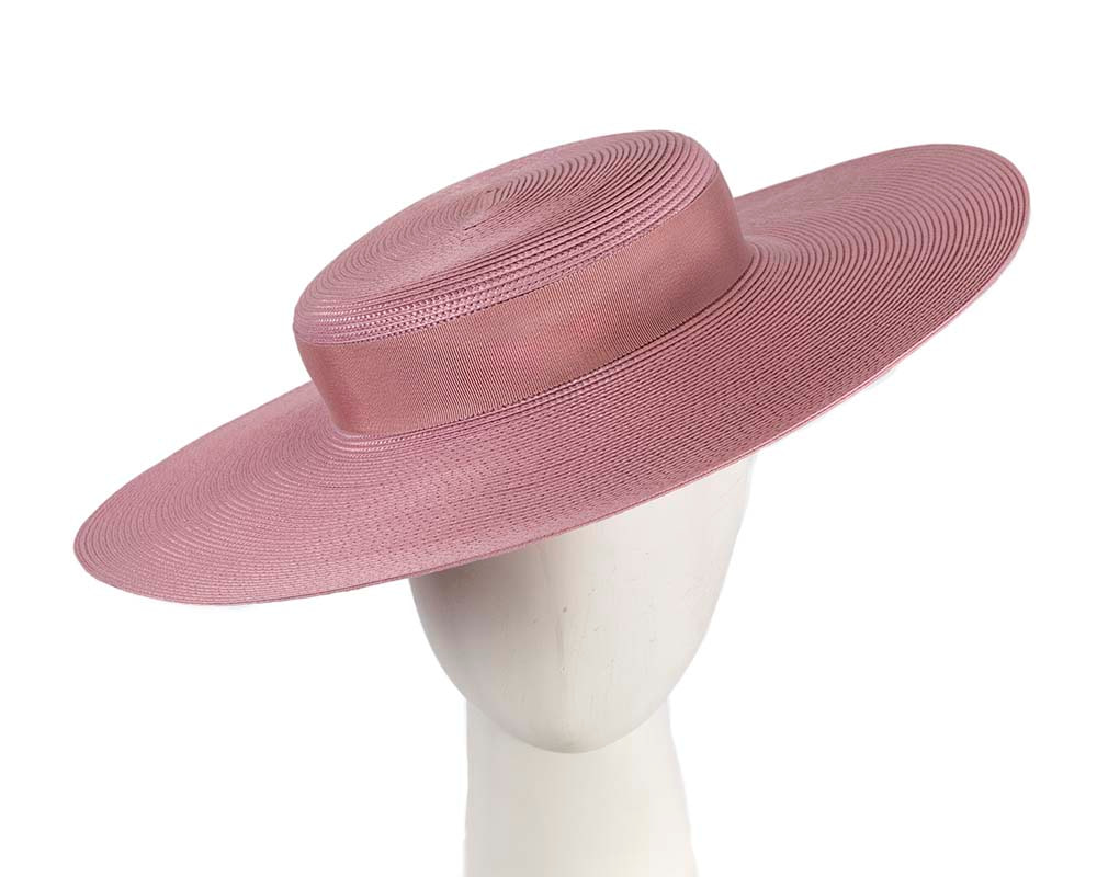 Wide brim dusty pink boater hat - Hats From OZ