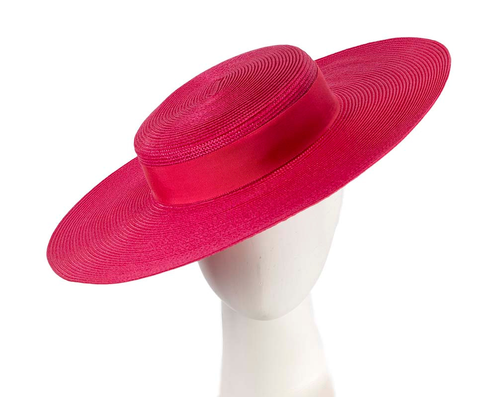 Wide brim fuchsia boater hat - Hats From OZ