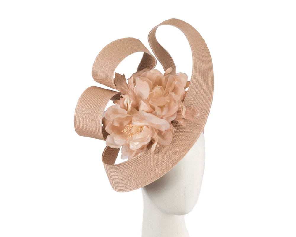 Large nude fascinator with flower by Fillies Collection - Hats From OZ