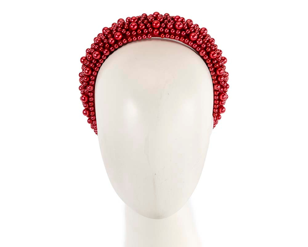 Red pearl fascinator headband by Cupids Millinery - Hats From OZ