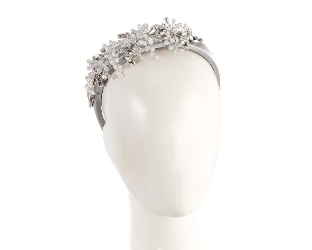 Silver crystals fascinator headband by Cupids Millinery CU443 - Hats From OZ