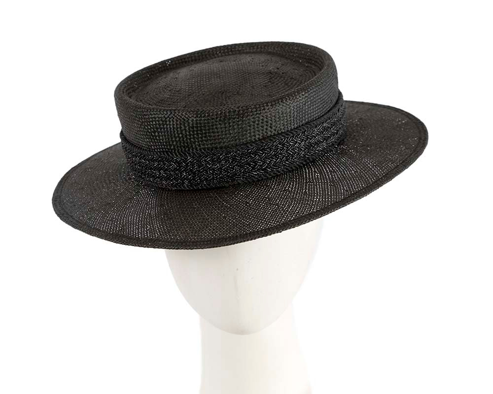 Short brim black boater hat - Hats From OZ