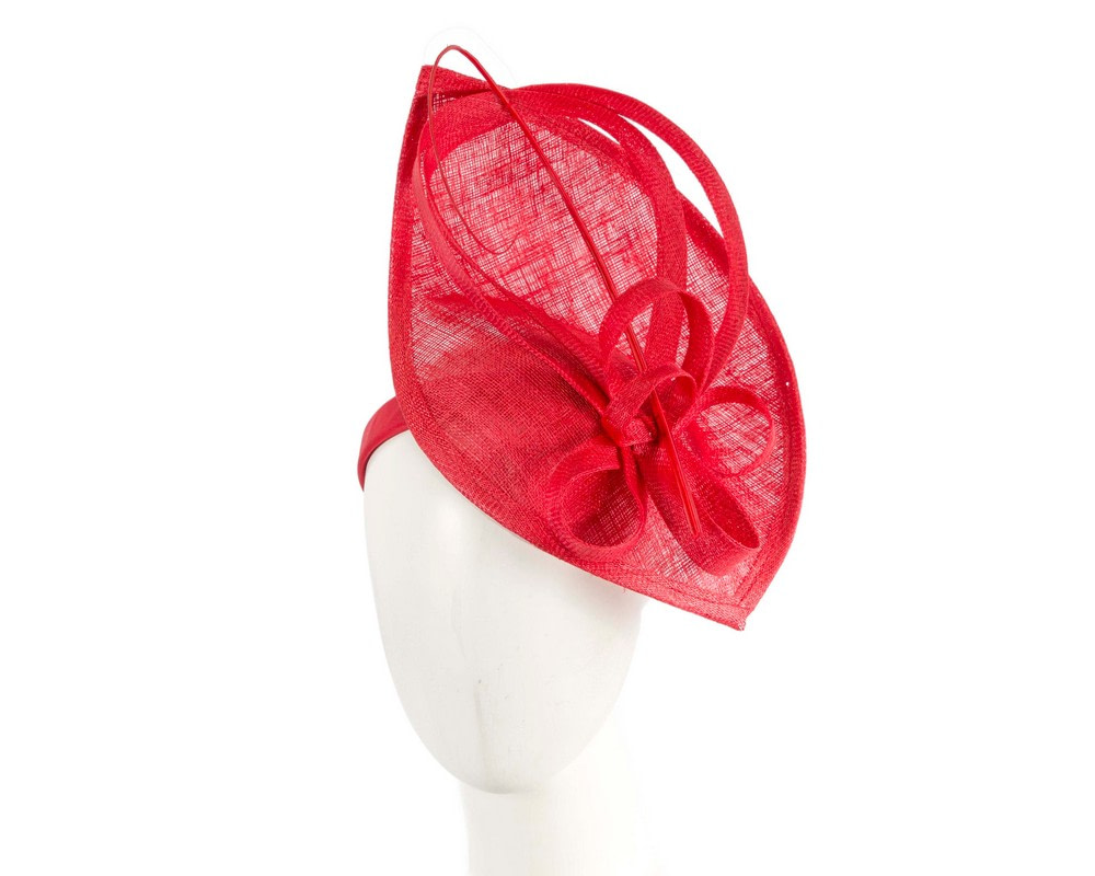 Tall red sinamay fascinator by Max Alexander MA911 - Hats From OZ