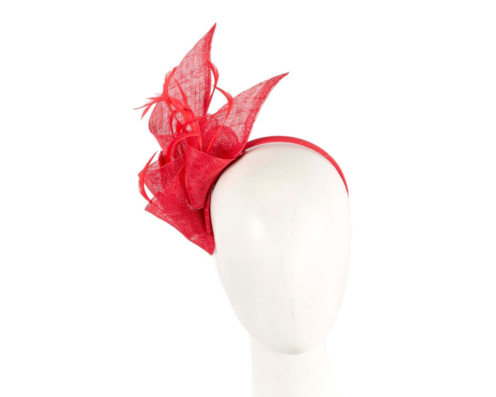 Red sinamay fascinator by Max Alexander - Hats From OZ