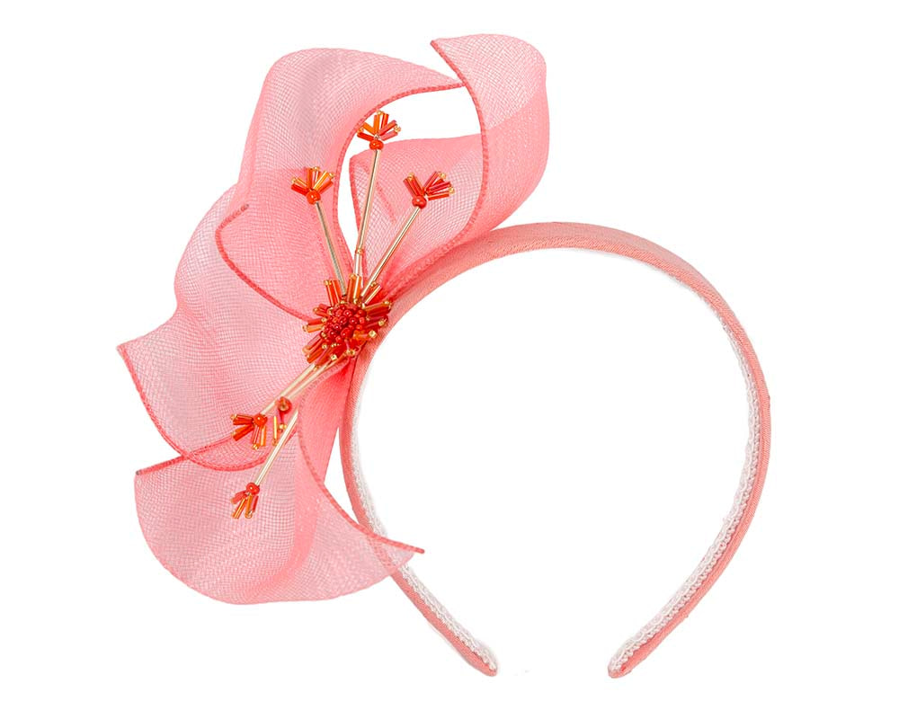 Bespoke coral flower headband by Cupids Millinery - Hats From OZ Bespoke coral flower headband by Cupids Millinery - Image 2