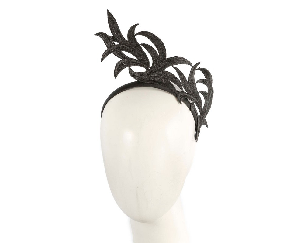 Black lace crown fascinator headband by Max Alexander MA813 - Hats From OZ