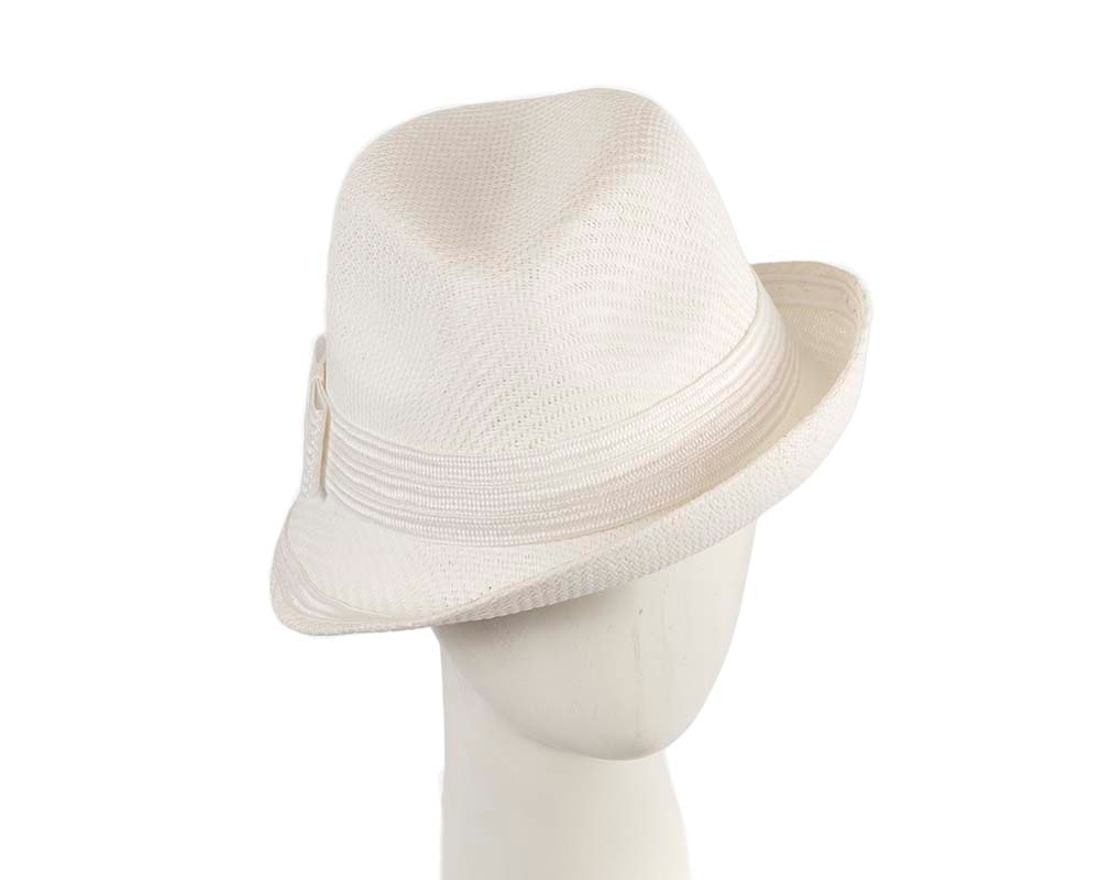 Ladies white trilby hat on sale