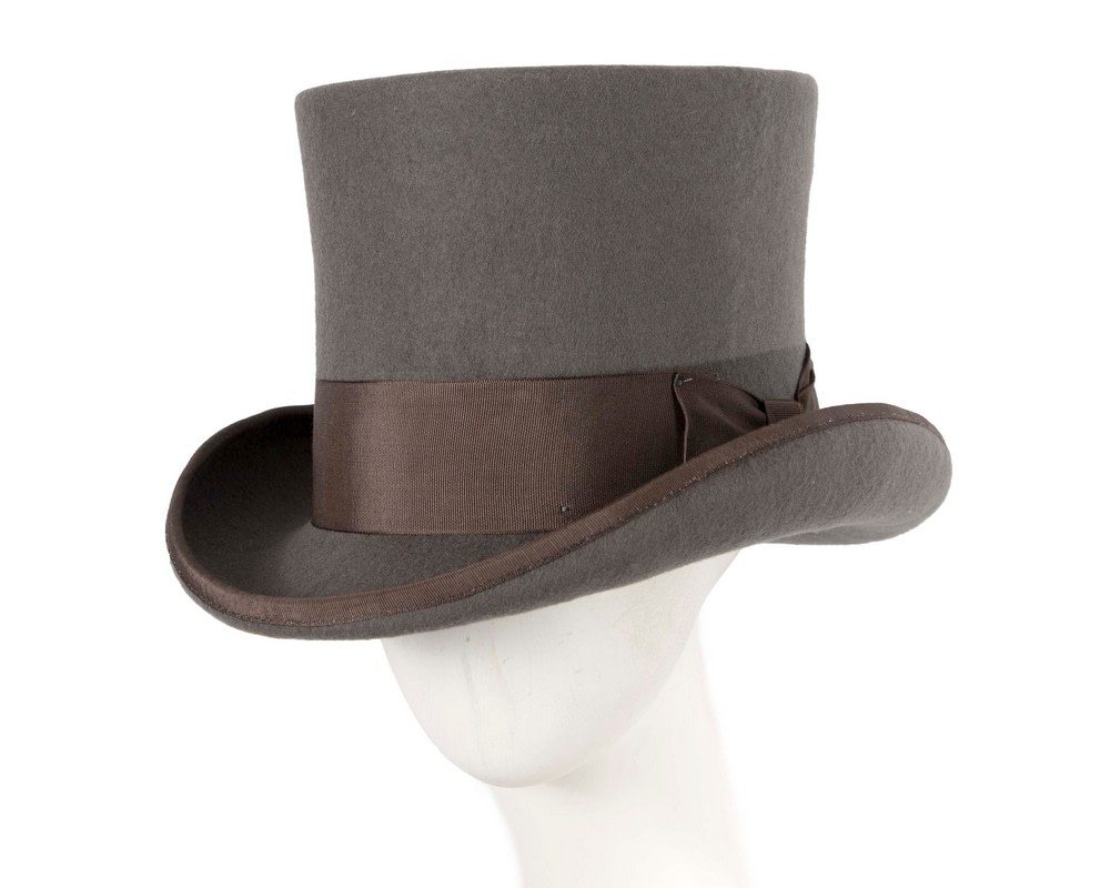 Grey SCALA Felt Top Hat - Hats From OZ