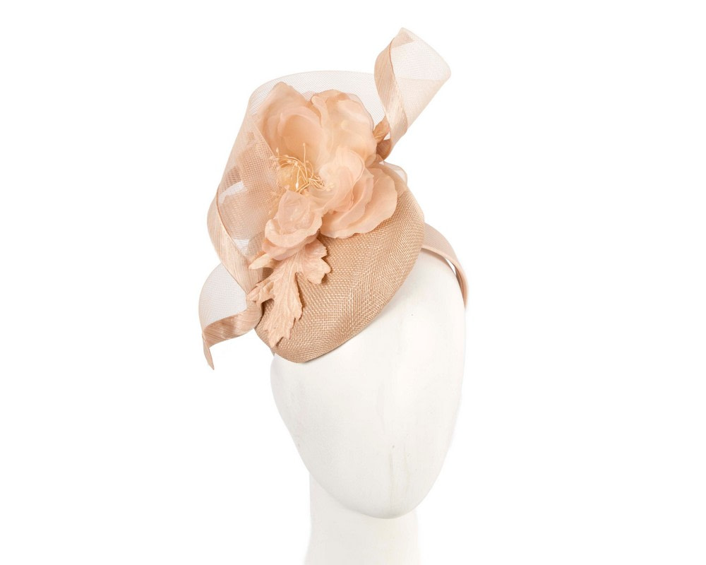 Nude pillbox fascinator with flower by Fillies Collection - Hats From OZ