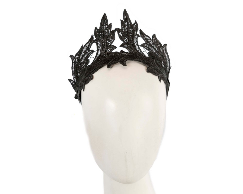 Black lace crown fascinator headband by Max Alexander MA793 - Hats From OZ