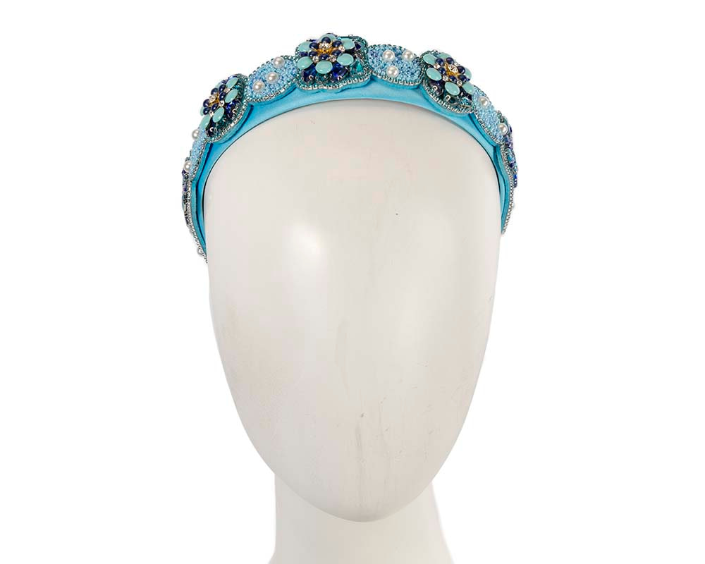 Turquoise crystal headband by Cupids Millinery CU592 - Hats From OZ