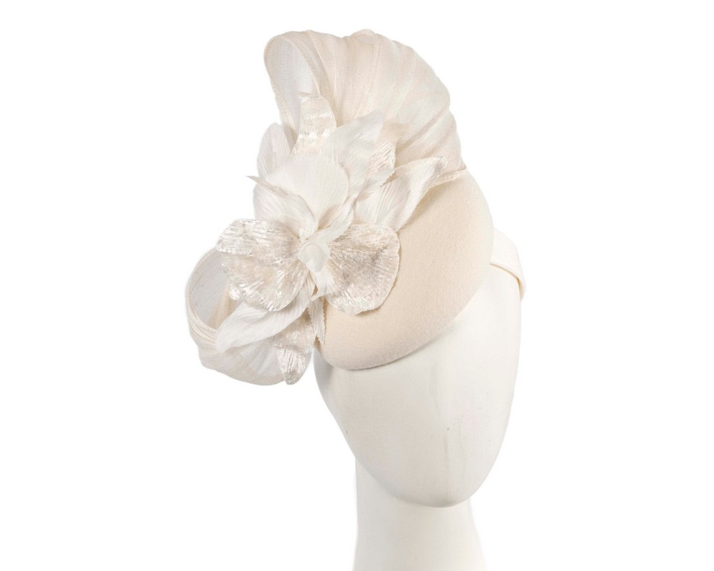 Bespoke cream flower pillbox by Fillies Collection - Hats From OZ