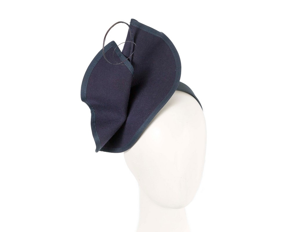 Sculpted navy felt winter racing fascinator - Hats From OZ