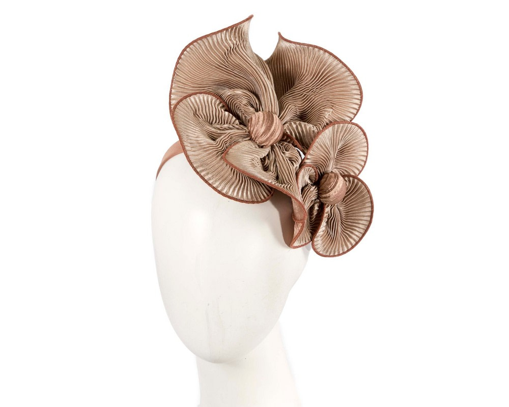 Nude & coffee racing fascinator by Max Alexander - Hats From OZ