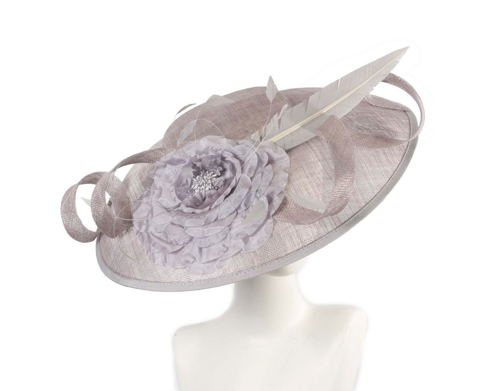 Large silver sinamay fascinator by Max Alexander - Hats From OZ