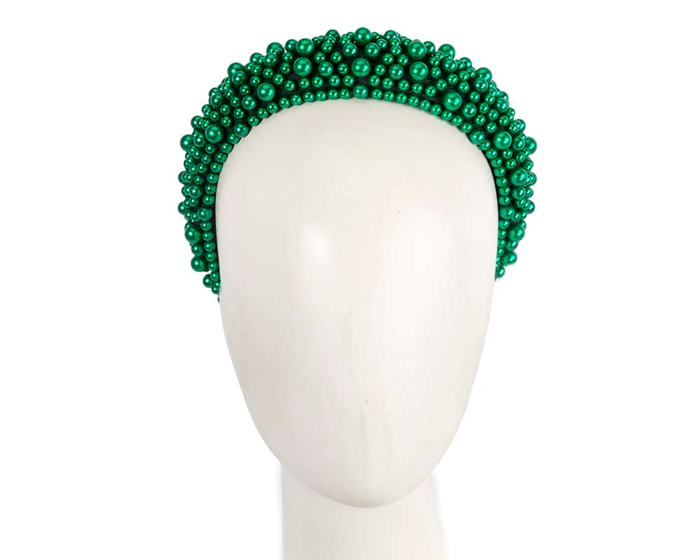 Dark Green green pearl fascinator headband by Cupids Millinery - Hats From OZ