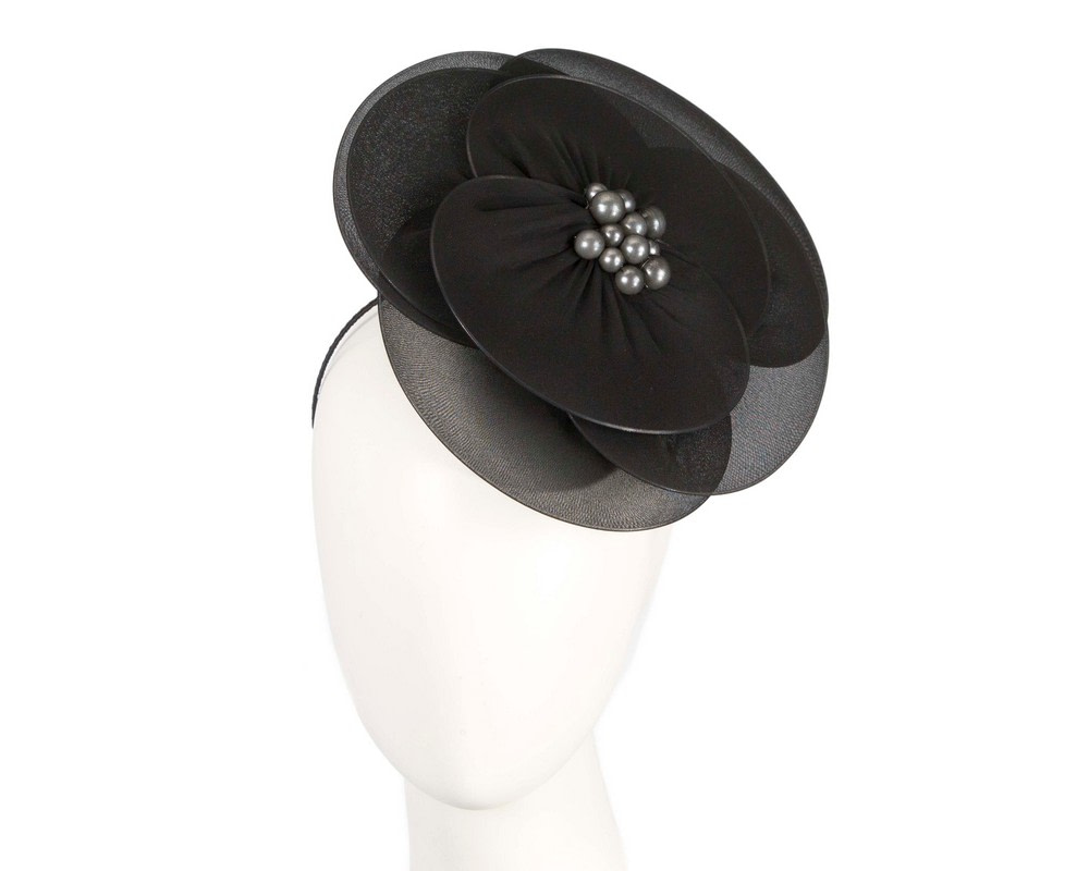 Large black flower fascinator - Hats From OZ