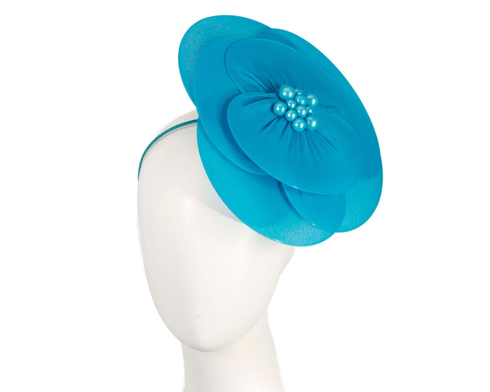 Large blue flower fascinator - Hats From OZ