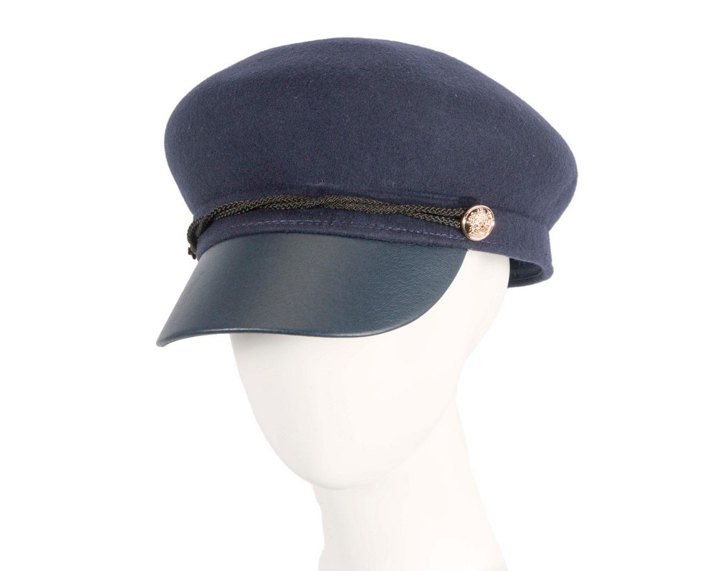 Modern navy ladies felt cap hat - Hats From OZ