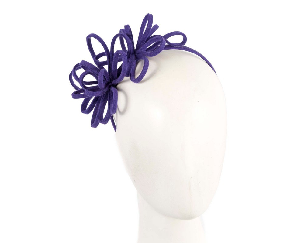 Purple felt winter fascinator by Max Alexander - Hats From OZ