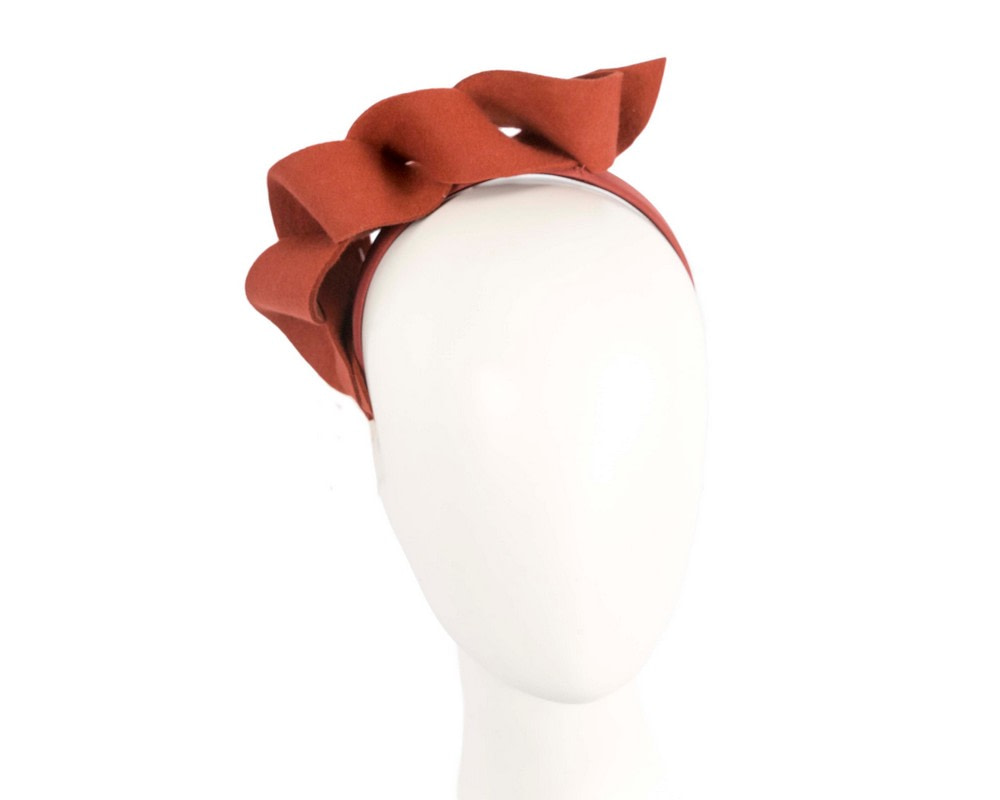 Twisted orange felt winter racing fascinator by Max Alexander - Hats From OZ