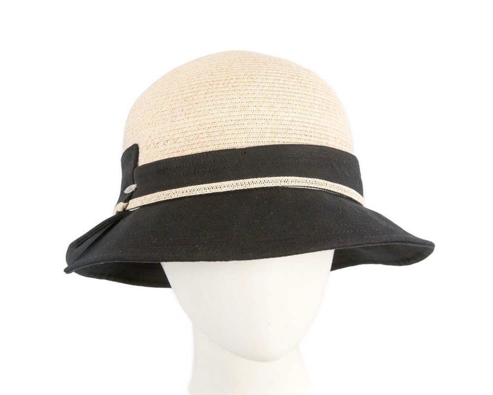 Black straw ladies summer beach hat - Hats From OZ