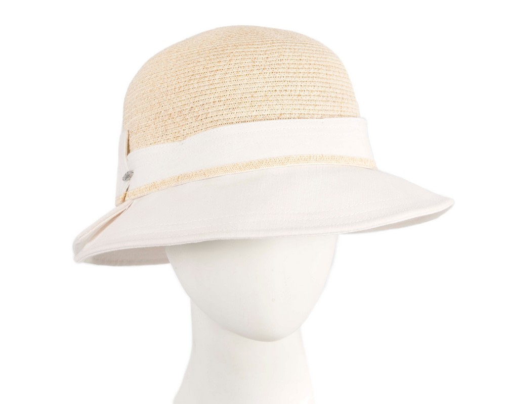 White straw ladies summer beach hat - Hats From OZ