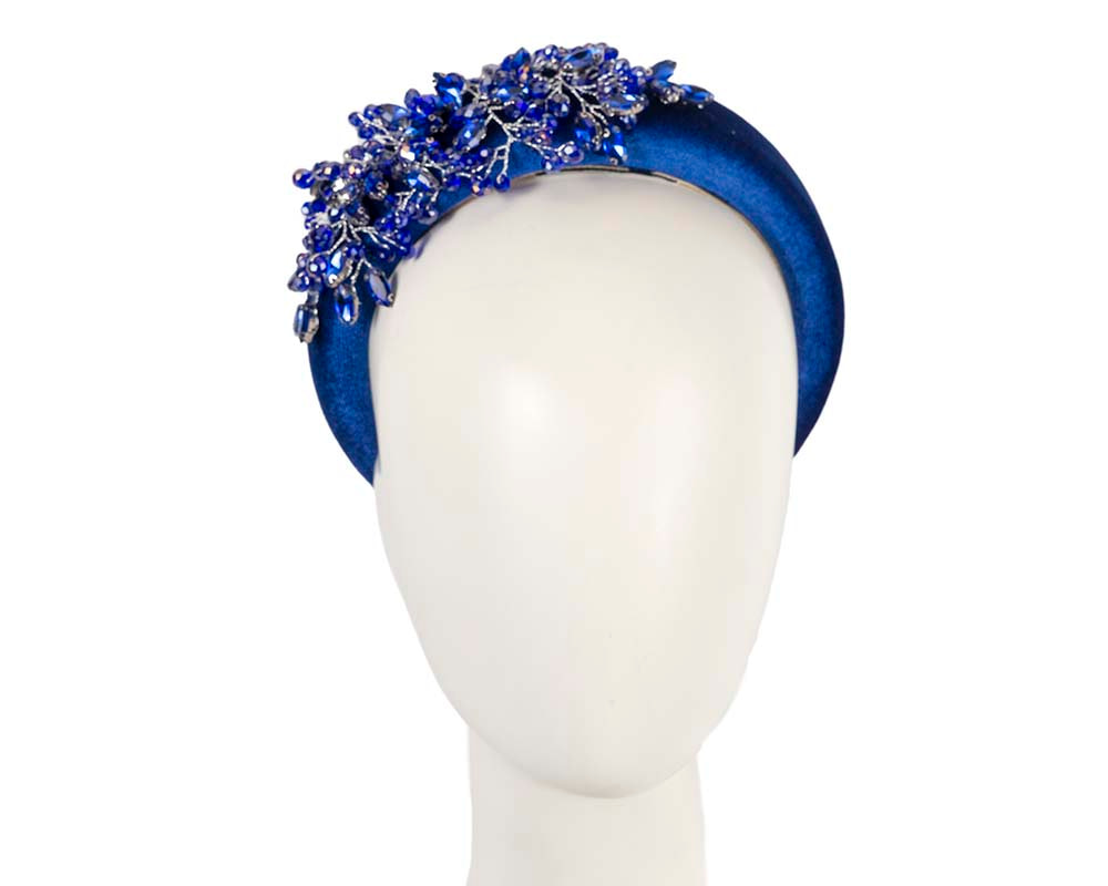 Royal Blue crystals fascinator headband by Cupids Millinery - Hats From OZ