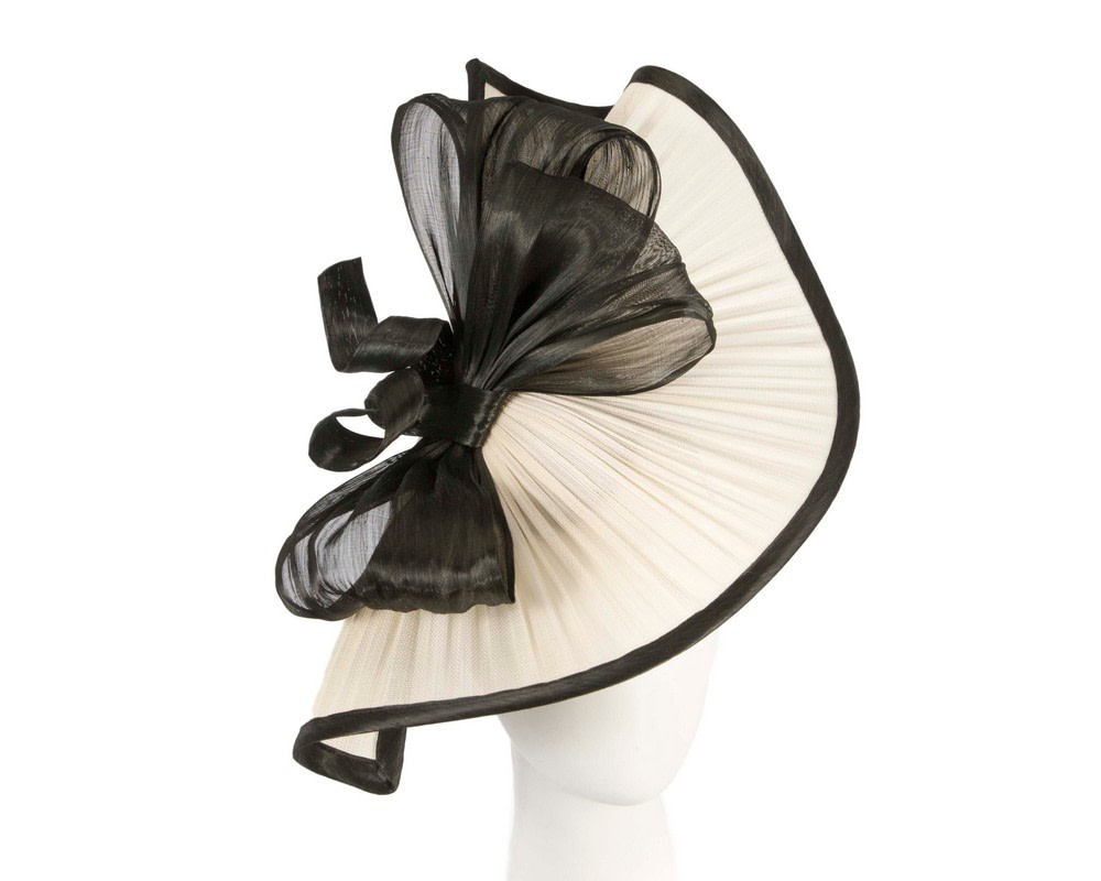 Large cream black jinsin racing fascinator by Fillies Collection - Hats From OZ