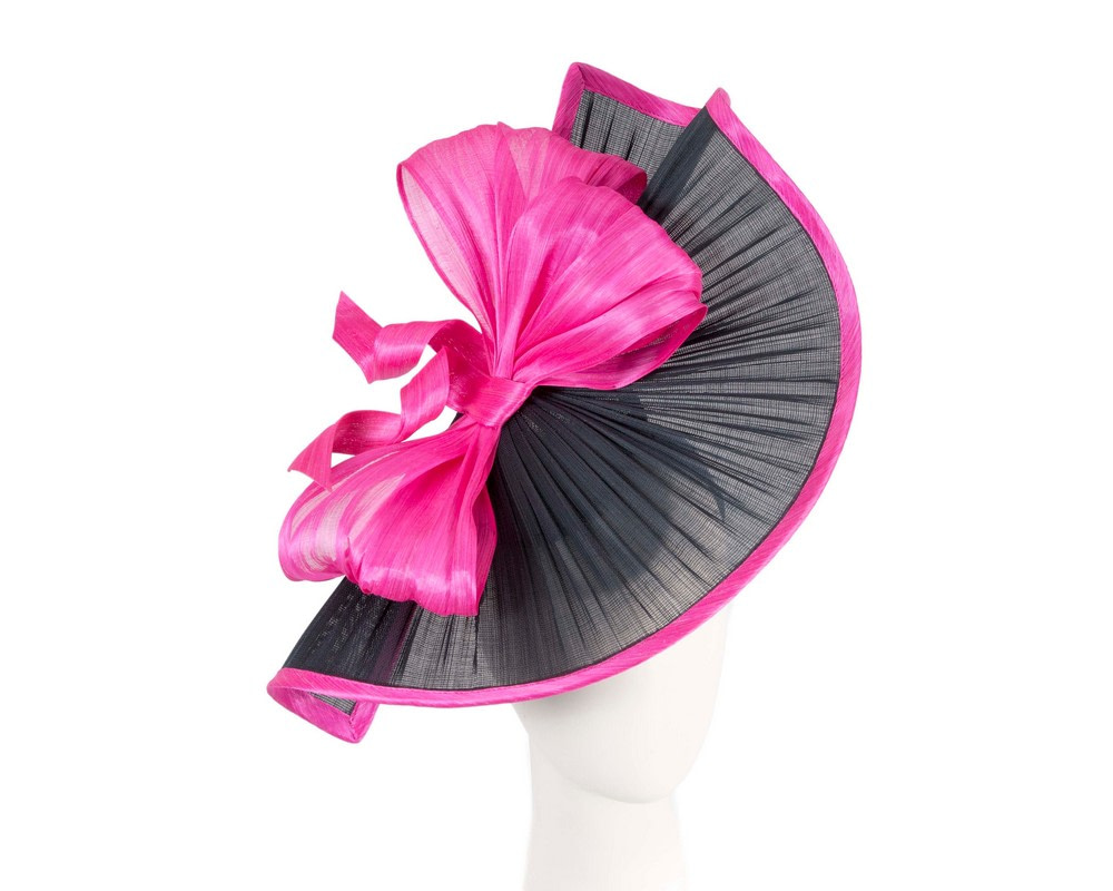 Large navy fuchsia jinsin racing fascinator Fillies Collection - Hats From OZ