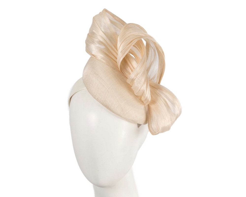 Cream pillbox fascinator with silk abaca bow by Fillies Collection - Hats From OZ