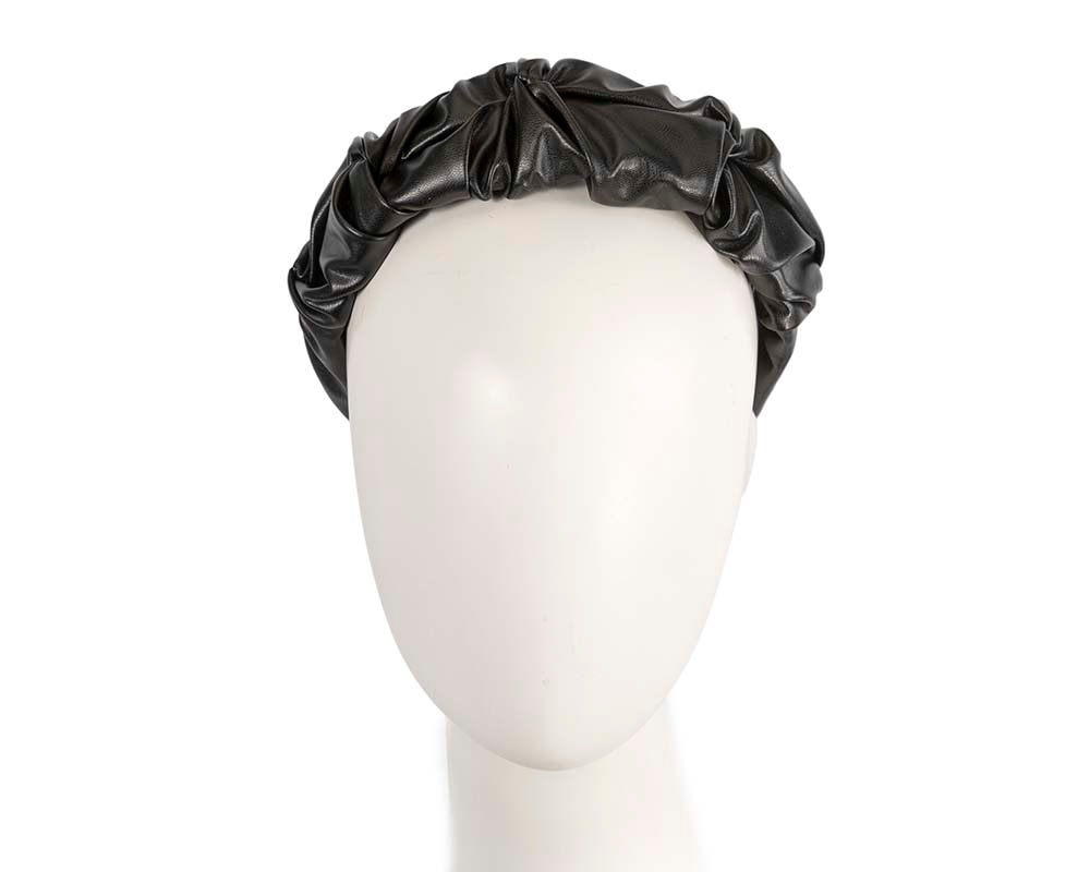 Black leather fascinator headband - Hats From OZ