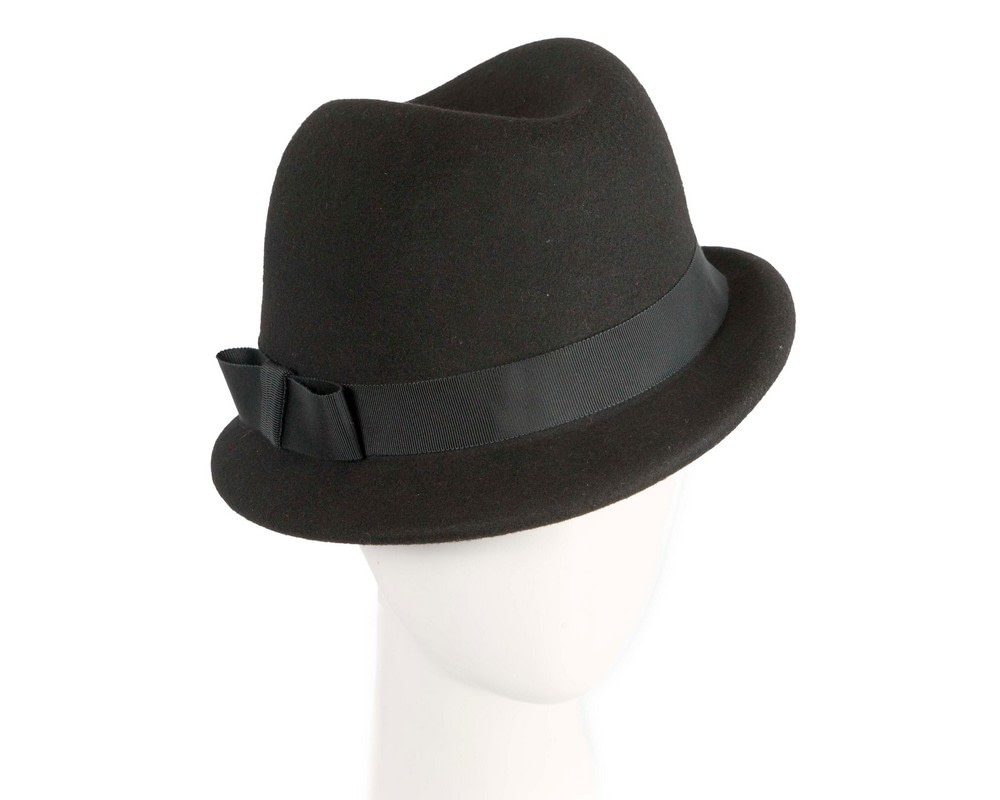 Black short brim felt ladies fedora hat - Hats From OZ