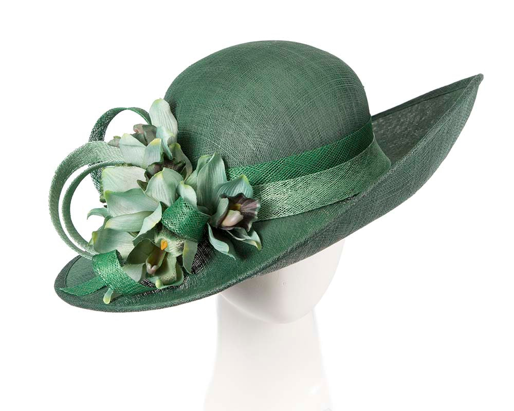 Green sinamay fashion hat by Cupids Millinery - Hats From OZ