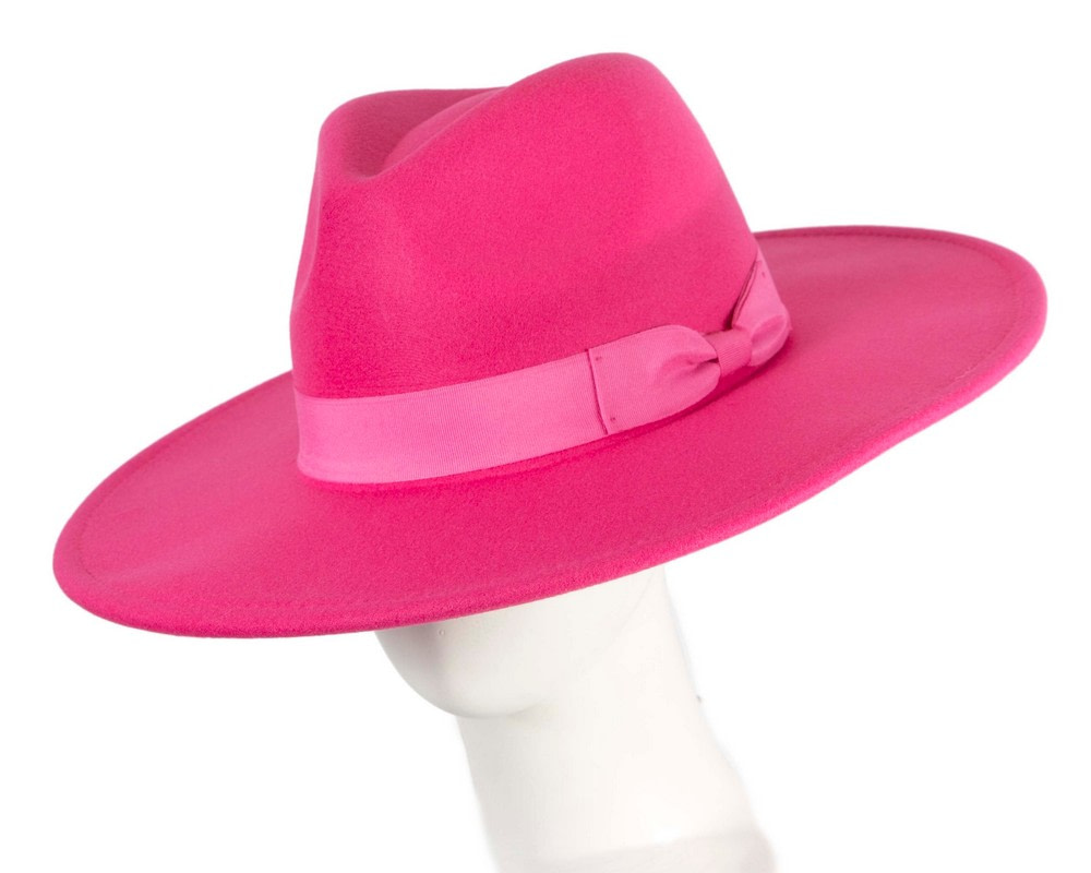 Hot pink wide brim fedora hat - Hats From OZ