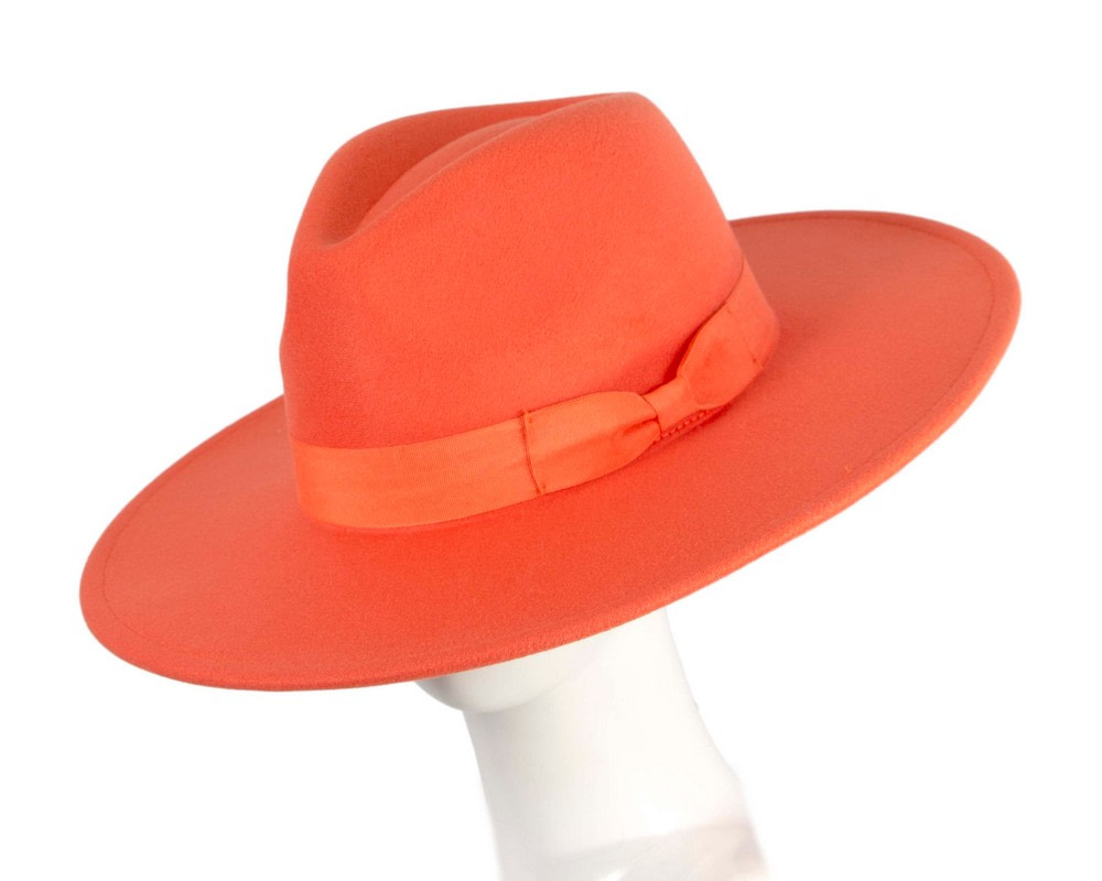 Orange wide brim fedora hat - Hats From OZ