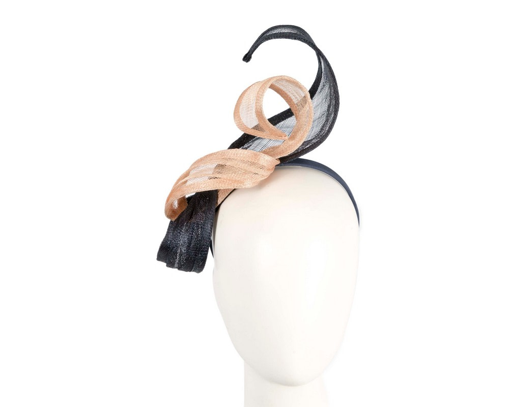 Navy & Nude sinamay fascinator by Max Alexander - Hats From OZ