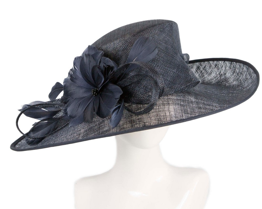 Wide brim navy ladies fashion hat by Max Alexander - Hats From OZ