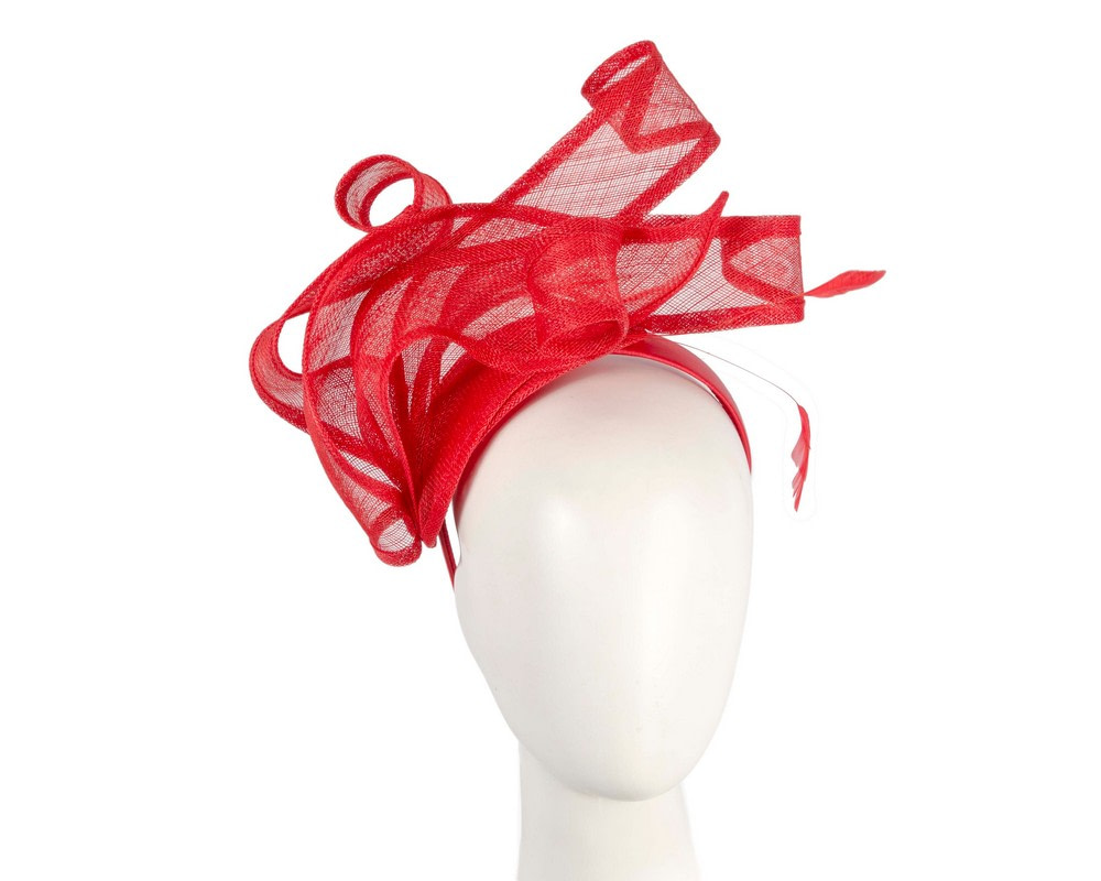 Large red sinamay fascinator MA931 - Hats From OZ