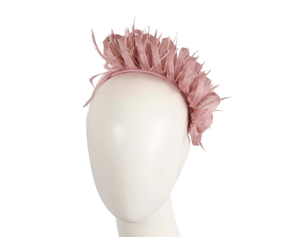 Max Alexander dusty pink sinamay & feathers fascinator - Hats From OZ