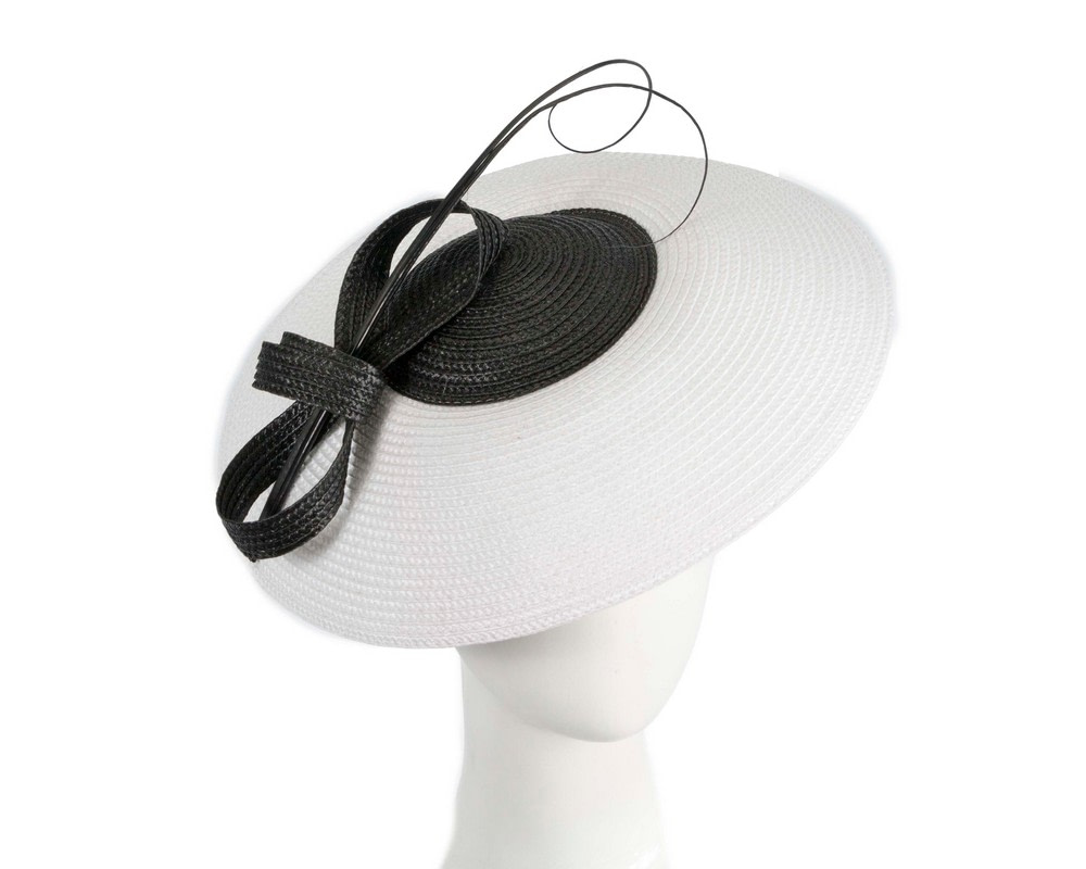 White & black "saucer" fascinator hat by Max Alexander - Hats From OZ