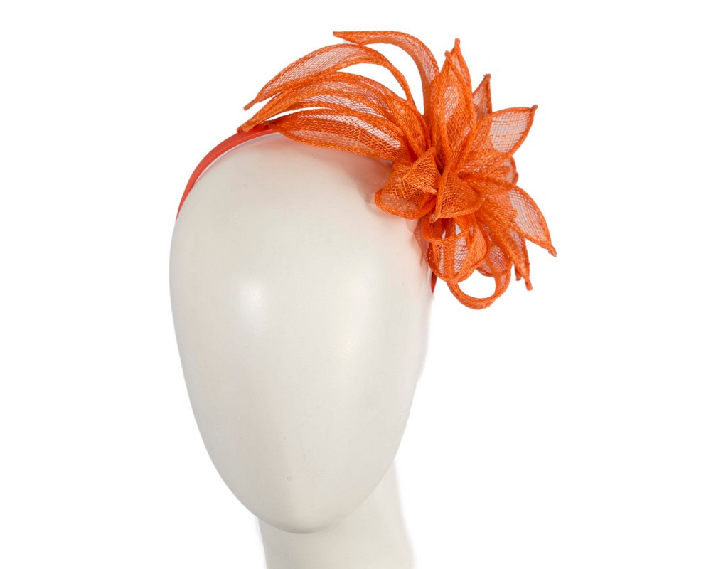 Orange sinamay flower fascinator by Max Alexander - Hats From OZ