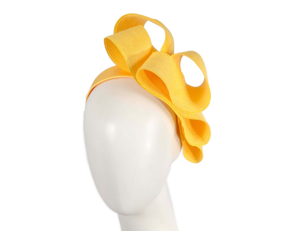 Large yellow loops racing fascinator by Max Alexander - Hats From OZ