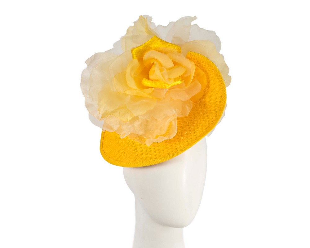 Exclusive yellow fascinator with flower by Fillies Collection - Hats From OZ