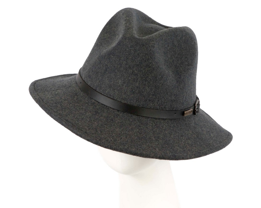 Unisex Dark Grey Fedora Felt Wide Brim Foldable Hat - Hats From OZ