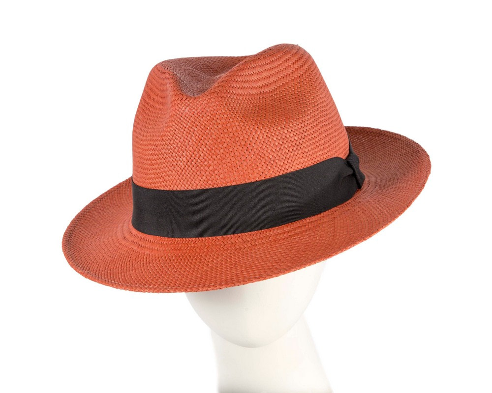 Burnt Orange Ecuadorian Panama Brisa Hat Trilby Fedora - Hats From OZ