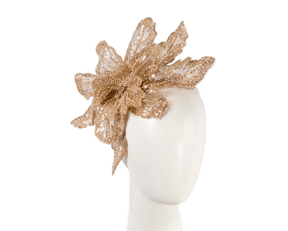 Shiny nude lace fascinator by Fillies Collection - Hats From OZ