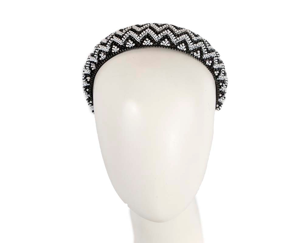 Shiny white and black headband - Hats From OZ